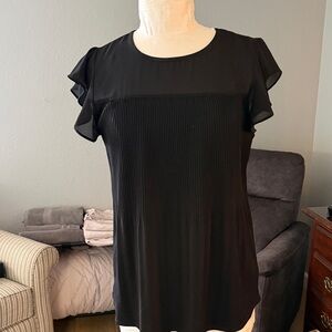 Adrianna Papell Black Flutter Sleeve Blouse